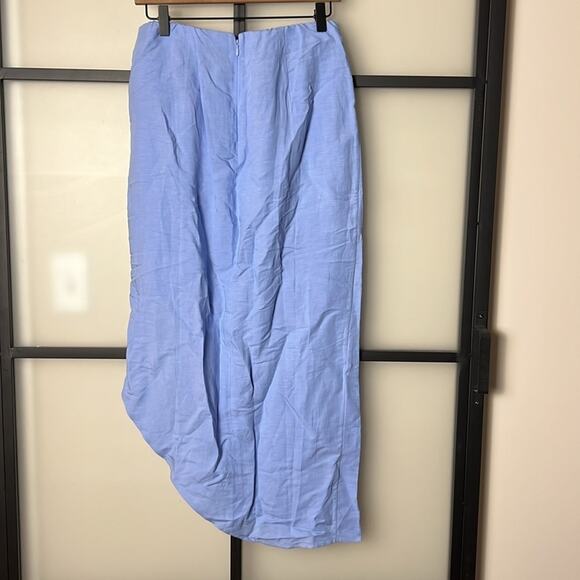 NWT & Other Stories Asymmetric Pleated Midi Skirt in Mid Blue Size 10 - Picture 9 of 9